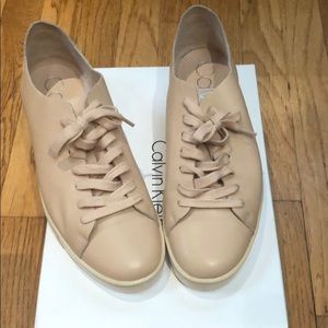 Calvin Klein leather light pink nude sneakers